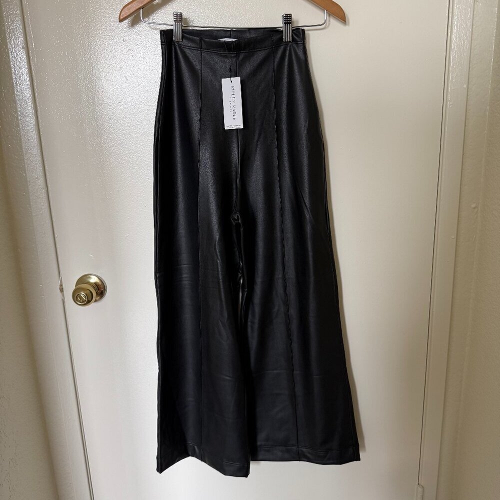 NWT Ripley Rader Black Vegan Leather Straight Leg Crop Pants 1 / XS​​ - Picture 2 of 6